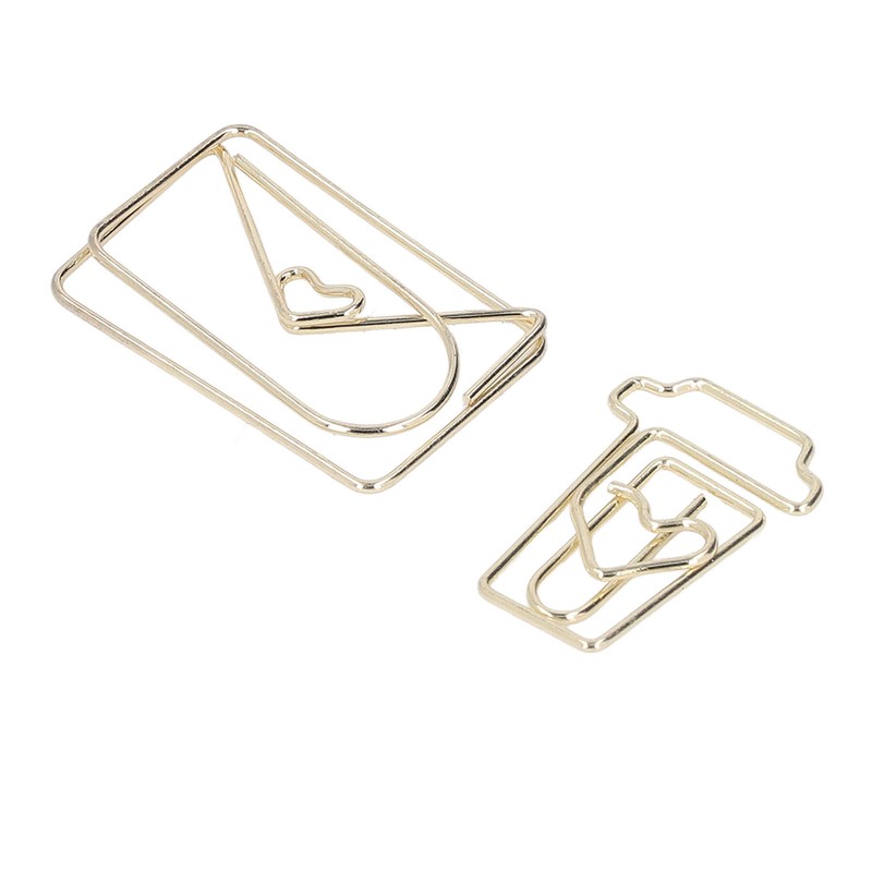 100Pcs Funny Planner Clips Anti Rust Electroplating Process Envelope Coffee