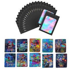 100pcs Mylar Bags, 3.5g Bags, 1 Special Cartoon Pattern, 5 x 4 Inch Resealable Candy Bags, Gummies Bags, Storage Baggies