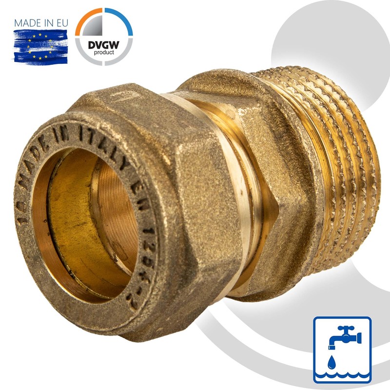 Tecuro Brass Compression Connector Einschraubver Chraubung with Cyl. Thread 15