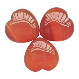 Manekieko Pack of 3 Natural Red Agate Bag Palm Tree Thumb Healing Crystal Heart Love Worry Stones 25 mm Reiki Balance Crystal and Healing Stones