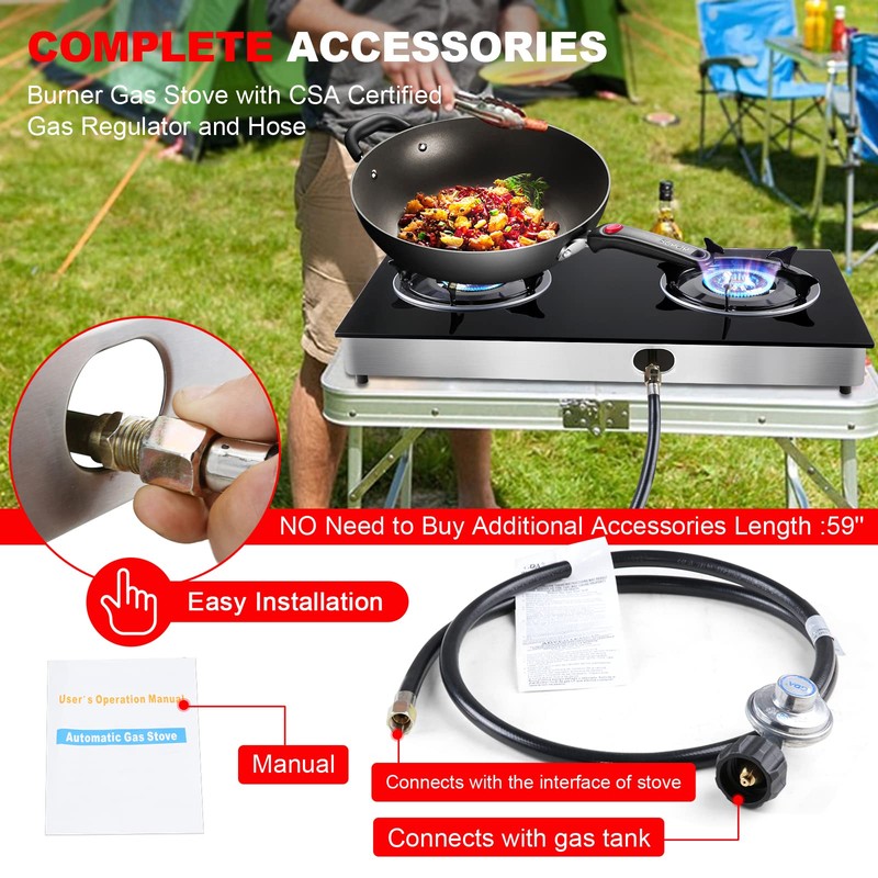 forimo Propane Gas Cooktop 2 Burners Gas Stove portable gas