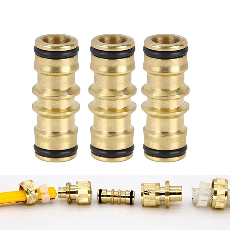 2 Garden Hose Connectors, 1/2 Inch Brass Hose Connector, Double