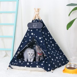 Mooipet Pet Teepee Tent for Dogs & Cats Dog Bed with Thick Cushion Puppies Play House Removable and Washable