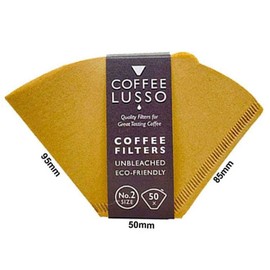 Size 2/No.2/1x2 Coffee Filter Papers by COFFEE LUSSO, Cone Shaped, Unbleached, Eco Friendly (100)