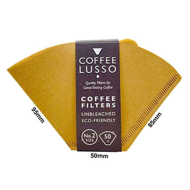 Size 2/No.2/1x2 Coffee Filter Papers by COFFEE LUSSO, Cone Shaped,