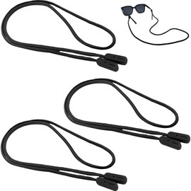 Wormeer 3pcs Glasses Strap, Universal Sunglasses Strap & Spectacles Cord, Sports Eyewear Retainer, Anti-Slip Glasses Neck Lanyard for Adults (Black)