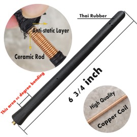 6 3/4 Inch Rubber Antenna for Acura RDX (2007-2012), Acura MDX (2001-2006) - Car Wash Proof, Internal Copper Coil Antenna Mast Replacement