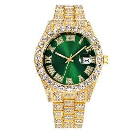 Dacdyi 6Pcs Women Men Luxury Wholesales Watch Fashion Diamond Quartz Bracelet Watches (Golden Green)