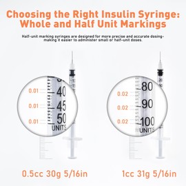 U-100 1cc Syringes with 31g 5/16" (8mm) , Individually Wrapped, Pack of 100