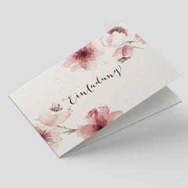 20 Cards & 20 Envelopes: Folding Cards Invitation Cards - Cherry Blossoms - DIN A6 Set of Invitations for Wedding, Christening, Birthday, Confirmation, Communion, Anniversary