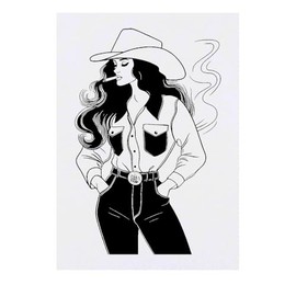 'Cowboy Girl' Temporary Tattoo - Water Resistant, Skin-Safe, Non-Toxic Transfer (TO00077031)