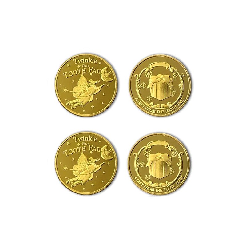 SPRMUD 4 PCS Tooth Fairy Coins Tooth Fairy Golden Coin