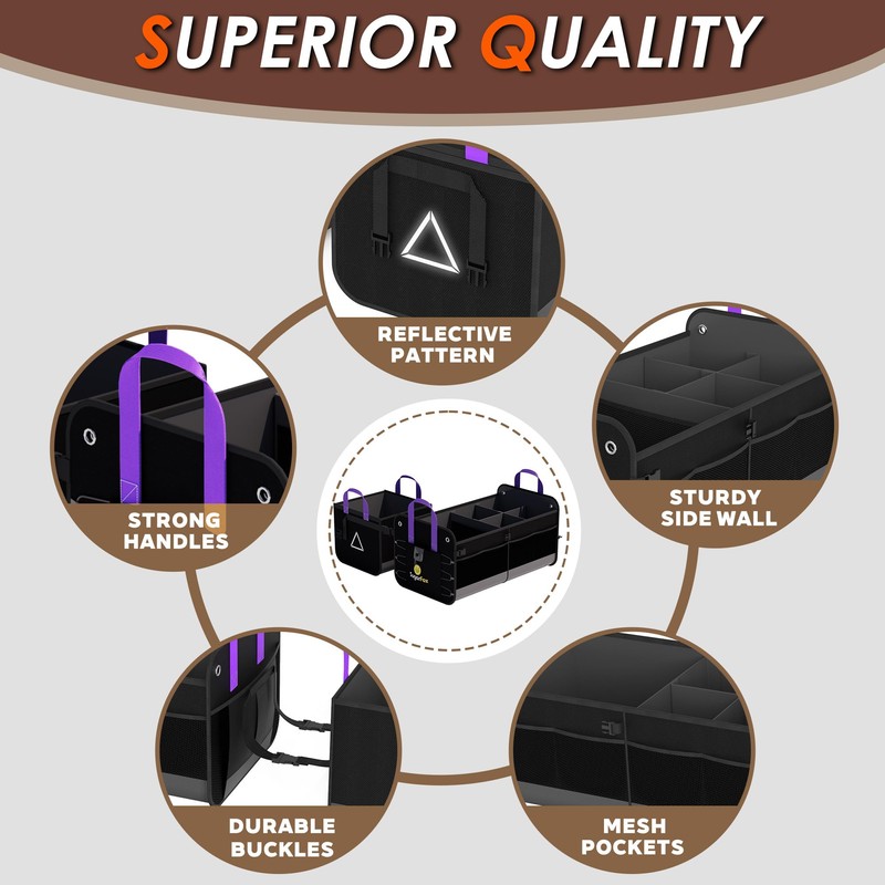 SugarFox Car Trunk Organizer SUV, 84L SUV Trunk Organizer –