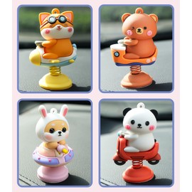 Car Dashboard Decorations Cute Car Ornament【Bounce Small Animal】 Kawaii Bobblehead Funny Car Accessories Swing Car Dashboard Accessories for Car Interior Decor/Office/Tabletop/Cute Little Gifts