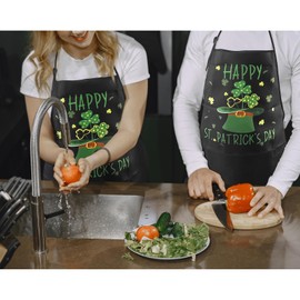 Rcvlauf St Patricks Day Apron Lucky Shamrock Apron-Large Cooking Chef Aprons for Men With Pockets St. Pats Frying Aprons for Adults Men Women Husband Dad St Patricks Decor(Green)