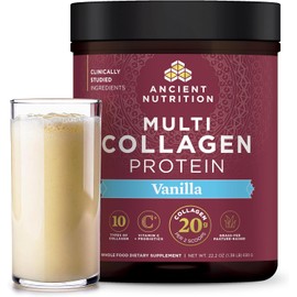Ancient Nutrition Collagen Peptides Powder, Multi Collagen Protein, Women & Men, Vitamin C, Probiotics, Hydrolyzed Collagen, Supports Skin, Joints, Gut Health, Vanilla, 60 Servings