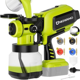 Paint Sprayer Cordless Compatible for Ryobi 18V Battery, 70000PRM Electric Paint Sprayer for Furniture Fence Cabinets Wall Deck House Painting, AUTO Spraying, 1200ml Container & 4 Nozzles (No Battery)