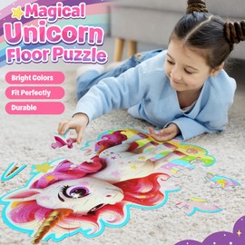 ZIZZ Unicorn Puzzles Girls Gifts: 48 Pieces Unicorn Floor Puzzles for Kids Ages 4-6-8 Large Toddler Puzzles Ages 3 4 5 6 7 8 Years Old Unicorn Toy Gift for Girls Birthday Idea for Girls