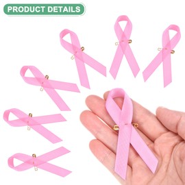 M METERXITY 200-Pack Pink Awareness Ribbons, Satin Ribbon with Safety Pins for Charity Public/Social Event/Party/Clothing Decoration, Hope Faith Awareness Lapel Brooch