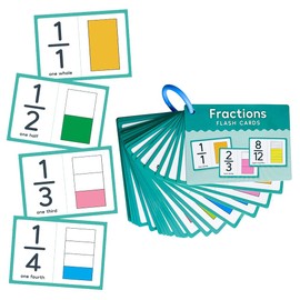 Lachilly Fraction Number Flash Cards - Graphically Illustrated Simplification Math Flashcards for Elementary School - from Whole Number to Twelfths for Ages 8+, 35 Cards