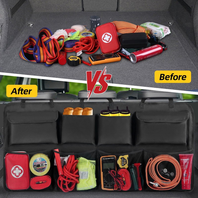Snuopfy Car Trunk Organizer, Backseat Hanging Organizer with 8 Large