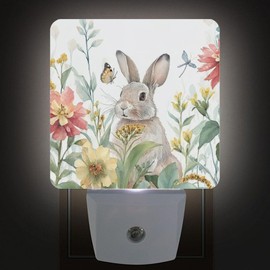 ouyilazl The Easter Gray Bunny Night Light Plug-in,Dusk to Dawn Smart Sensor Led Nightlight for Bedroom Bathroom Kitchen Hallway Stairs Energy Efficient Decor Desk Lamp