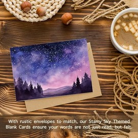 slapaflife Tarjetas en blanco con sobres para todas las ocasiones, tarjetas de felicitación en blanco con diseño de cielo nocturno estrellado en acuar