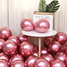 100 Pcs 10 Inch Mini Metallic Rose Balloons,Romantic Baloon Decorative Latex Balloons Thick Latex Chrome Balloons for Baby Shower Birthday Party Wedding Engagement Anniversary Festival Decorations