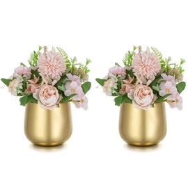 Nuptio Jarrones pequeños dorados para centros de mesa: 2 jarrones de trompeta de flores de 3.9 pulgadas,jarrones de metal para jarrones de flores para decoración de mesa de boda,fiesta,mesa de mesa