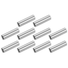 sourcing map M8x1.25mm Round Coupling Nuts, 10 Pcs 304 Stainless Steel Connector Nuts Fasteners Rod Bar Stud 40mm for Industrial Construction Fasteners, Silver
