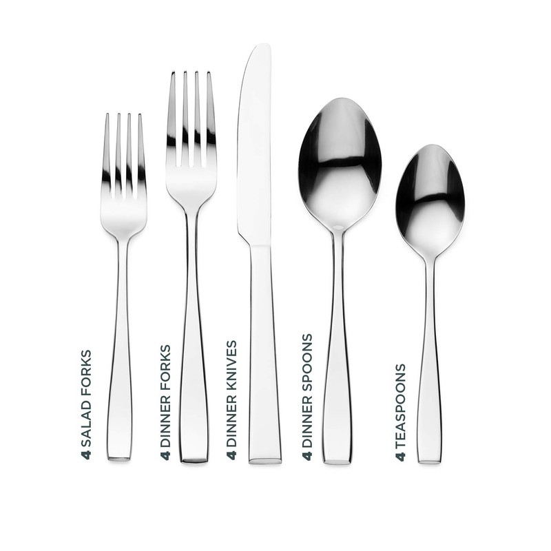 Godinger Silverware Set, Flatware Sets, Mirrored Stainless Steel Cutlery Set,