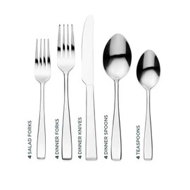 Godinger Silverware Set, Flatware Sets, Mirrored Stainless Steel Cutlery Set, Spoons Forks Knives, 20 Piece Set, Service for 4