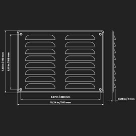 10" x 7.5" Inch (Outer Dimensions) - Anthracite Air Vent Cover - Quality Return Air Grilles - for Ceiling and Sidewall - HVAC - with Protection Screen (260 x 190 mm)
