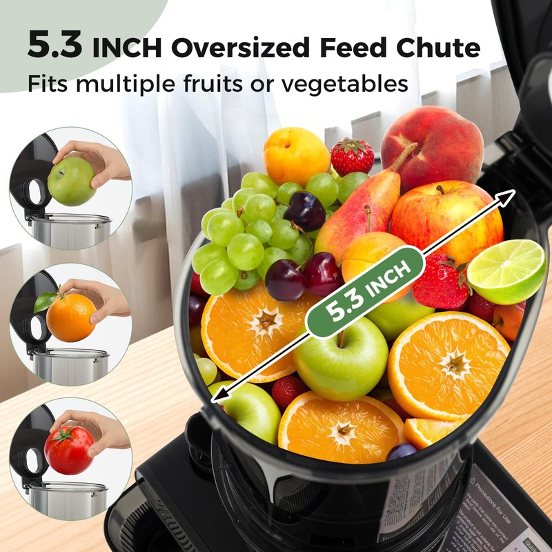 CHEFJOY Cold Press Juicer, 5.3" Wide Feed Chute Easy to