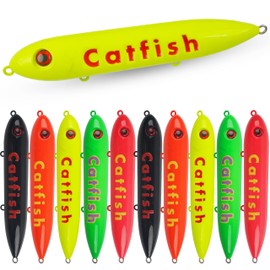 SILANON Demon Dragon Catfish Floats, Catfish Rattling Line Float Lure Catfish Spook Rattle Floats for Santee Rig Catfishing Tackle 4/5.5inch, 5/10 Pack