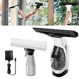 Window Vacuum Squeegee, Cordless Window Vac Cleaner, Rechargeable Condensation Vacuum with Spray/Wipe/Suck up Water for Windows, Tiles, Glass, Mirror and Countertops