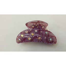 Gorgeous Handcrafted Hair Claw with Inlaid Crystal Rhinestone Marble Finished Hair Clip Jaw Clip Purple Color - For Hair Beauty Tools