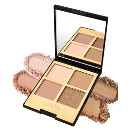 4 Colors Eyeshadow Palette, Pink Green Smokey Matte & Glitter Shades, Highly Pigmented Long Lasting, Waterproof & Blendable, Black Brown Golden Natural Nude Eyeshadow Makeup Set Gift for Women Girl-06