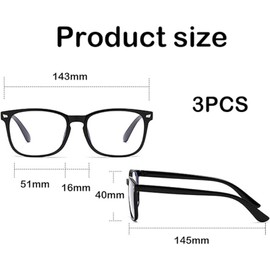 JNGTKL Blue Light Glasses Womens, 3 Pcs Blue Light Glasses, Beautiful and Stylish Blue Light Blocking Glasses, Computer Glasses Suitable for Women to Decorate Themselves and Prevent Blue Light