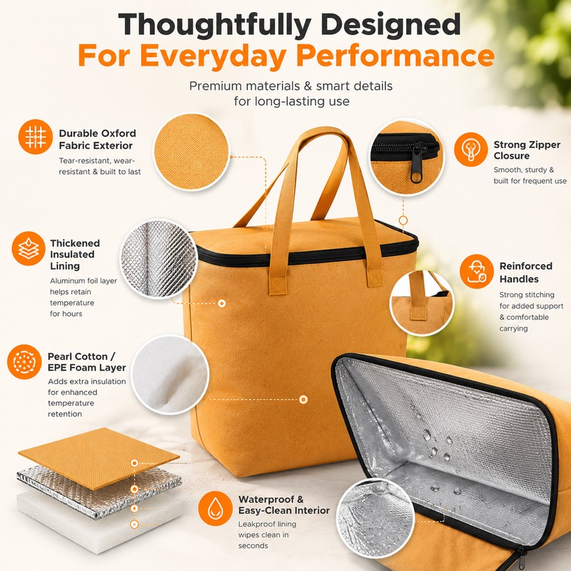 Insulated Picnic Cooler Bag for Outdoor Food Storage – Large