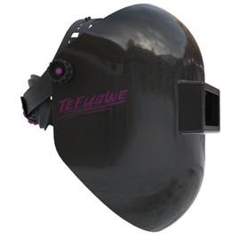 Tefuawe Black Chopped Fiberglass Sugar Scoop Welding Helmet, Medium Cut Top and Bottom Pipeline Welding Hood