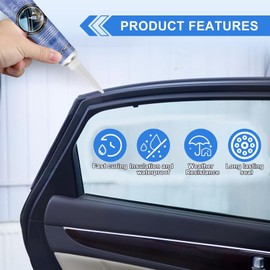 ROFPM Automotive Adhesive Sealant for Repair Car Body, 100ml Auto Body Glue Bonding Heat Resistant, Heavy-Duty Black Silicone Adhesive Glue for Car Door, Interior, Metal, Plastic (1.69 floz*2)