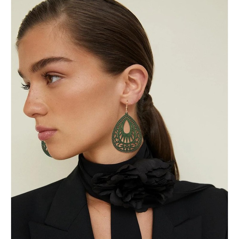 Yiqeenho Wood Earrings for Women 2 Pairs Natural Wooden Waterdrop