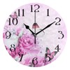 ALAZA Pink Wall Clock Butterfly Clocks Wall Rose Flower Bathroom
