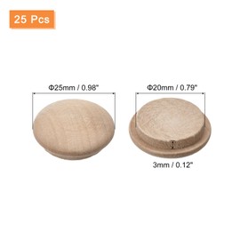 sourcing map Wooden Plugs, 25 Pieces 25 x 20 mm - Beech Wood Button Plugs, Screw Hole Covers, Decorative Wood Cover for Stair Chairs, Furniture and Woodwork