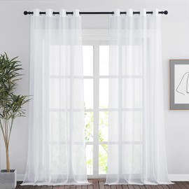 Pony Dance Set of 2 Sheer Curtains with Eyelets, Voile Curtains for the Living Room, Decorative Curtains, Width: 140 cm