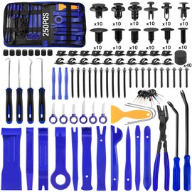 Trim Removal Tool Kit 250Pcs Car Removal Tool Kit Pry Tool Set Auto Clip Pliers Panel Door Radio Dash Window Bumper Adhesive Cable Clips Retainer Clip Set Terminal Removal Tool Set Fastener Remover