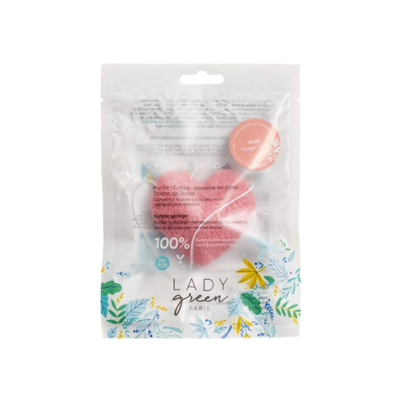 Lady Green Konjac Sponge Eponge MERV Eilleuse Rose