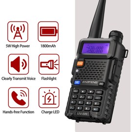 Baofeng UV-5R Radio Ham Radio Handheld UV5R Long Range Dual Band Rechargeable High Power Two Way Radio Walkie Talkies with 1800mAh Li-ion Battery and Earpiece for Hunting Camping Survival Gear,2 Pack