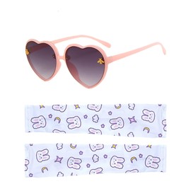 EHDWXVZM 1 Pair Kids Sunglasses, 1 Pair Ice Cases, Heart Shaped Sunglasses, Outdoor Sunglasses, Summer Glasses, grey film with pink frame